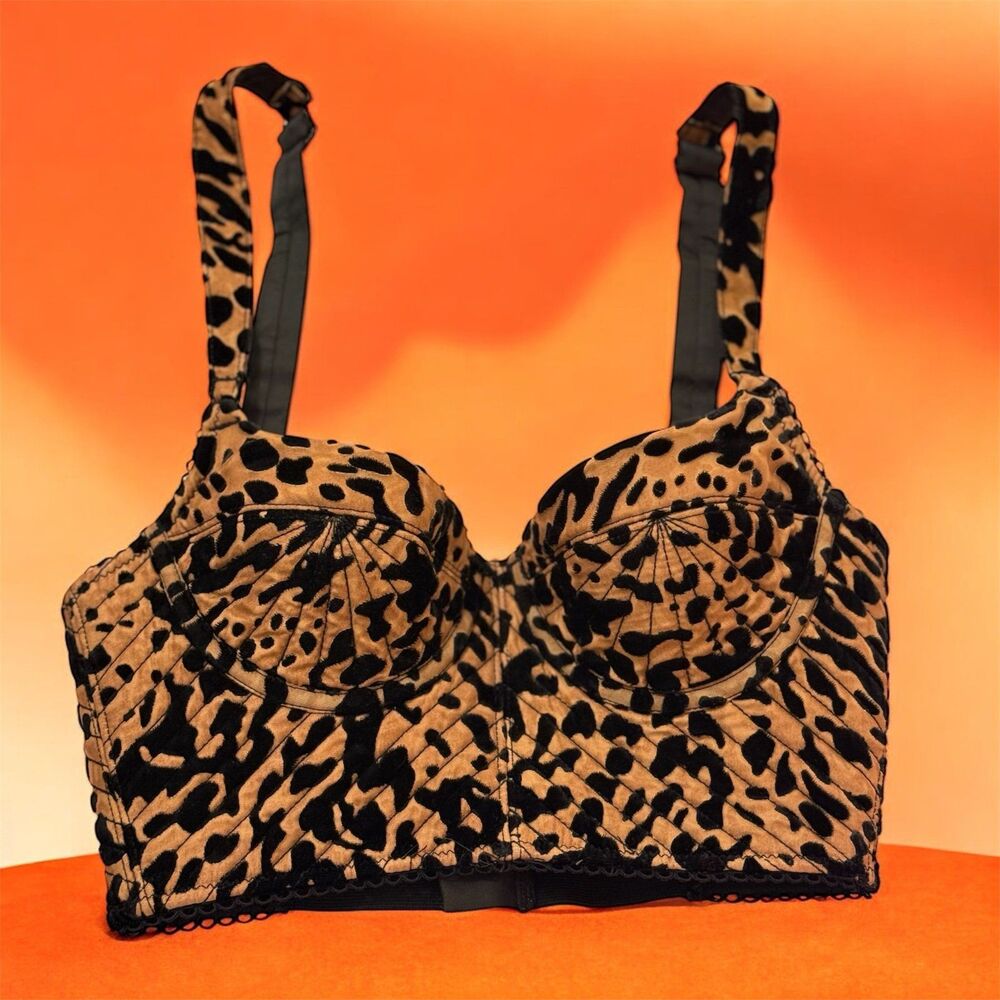 Chloe Leopard Print Quilted Devore Bustier by House of CB Size XS